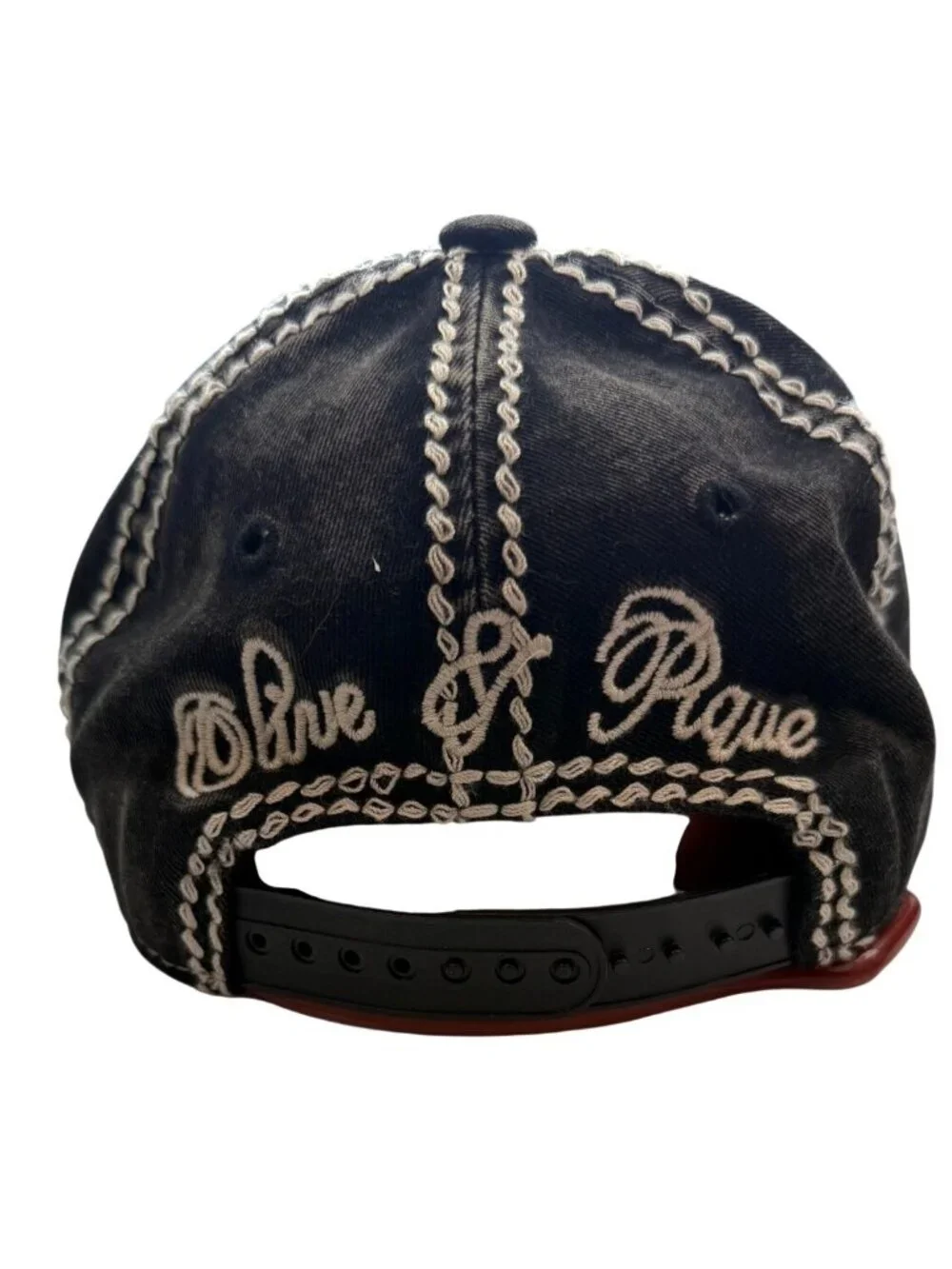 Olive & Pique Orange Distressed Baseball Cap with Huge Rhinestone Flower Bling